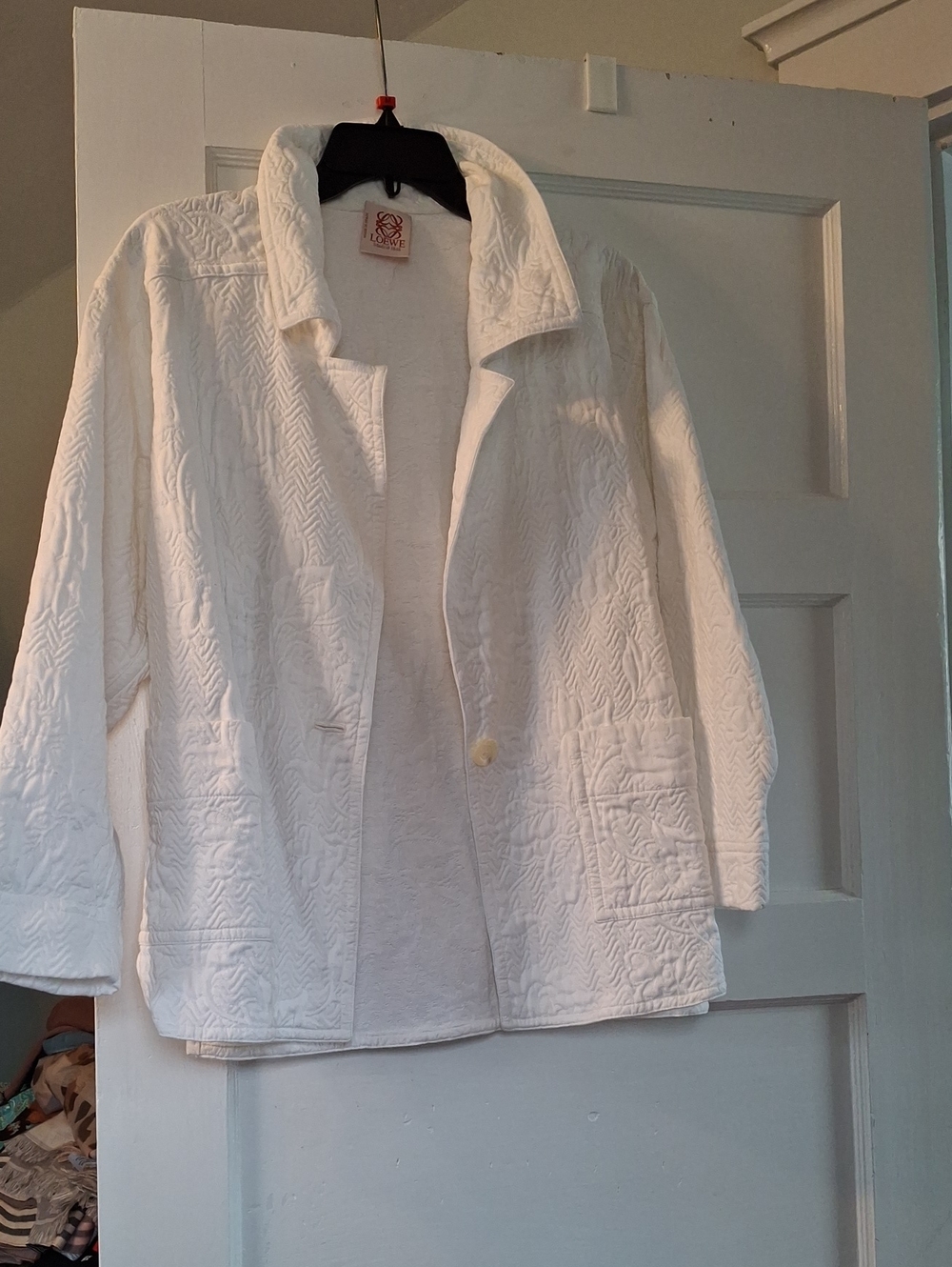 Loewe White Textured Quilted Jacket
